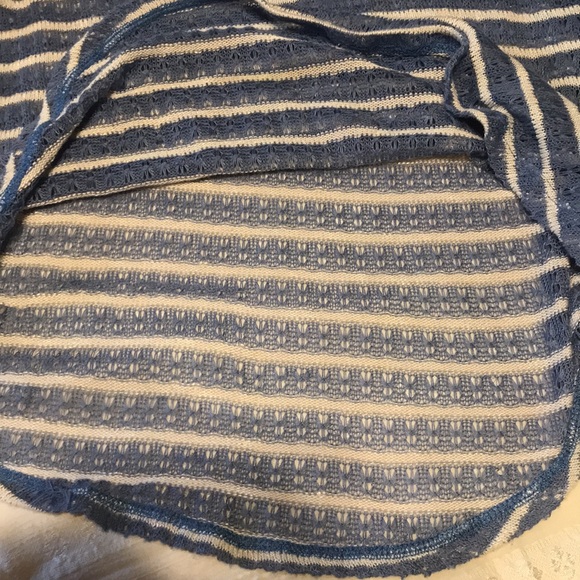 Ladies Splendid Blue/White Stripe Sheer Top - Picture 9 of 12